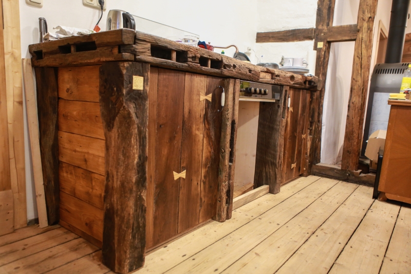 Rustic kitchen with wooden worktop