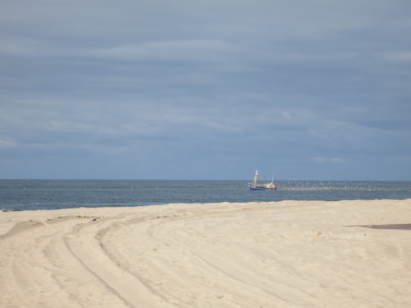 Fishing boats off shallow coast