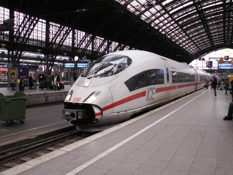 ICE in the station as a symbolic image for travelling by train