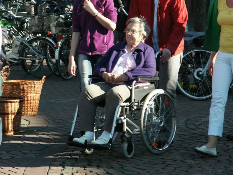 Person in wheelchair accompanied