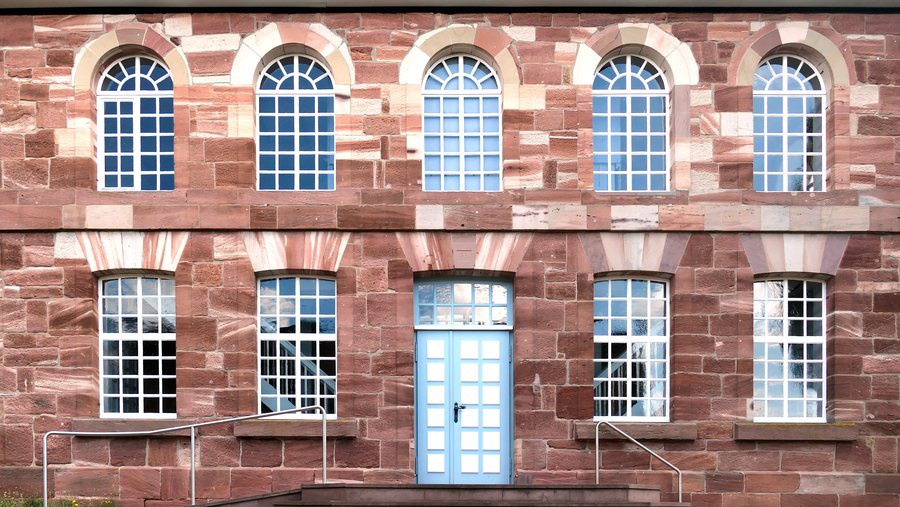 Sandstone masonry of the Evangelical Church in Langenhain