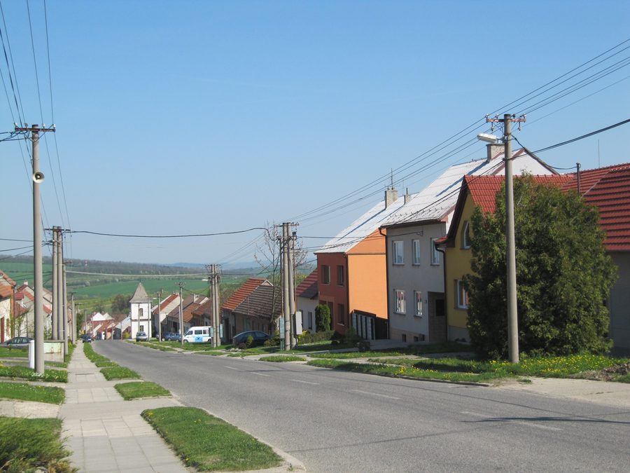 Village square in Suchov, Hodonín District, Czech Republic.