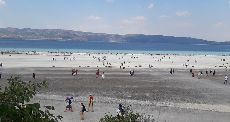 Turquoise water and wooded shores at Lake Salda in Burdur Province