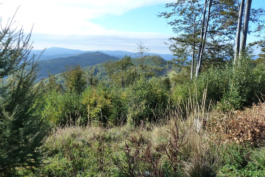Blick auf die Bergkämme Kováčová und Biela skala in den Volovské vrchy