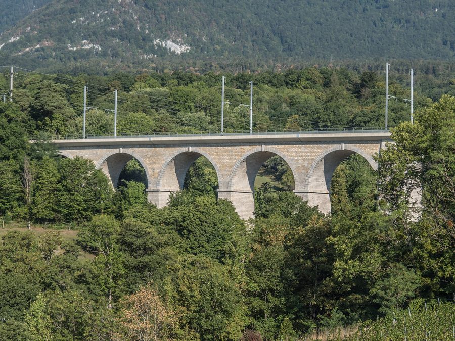 Railway viaduct over the Areuse in Boudry in the canton of Neuchâtel