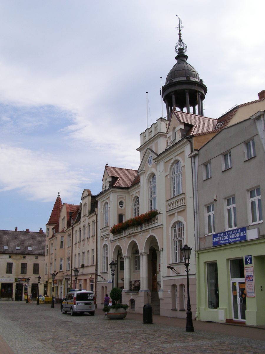 Town hall and houses on Wejhera Square in Wejherowo