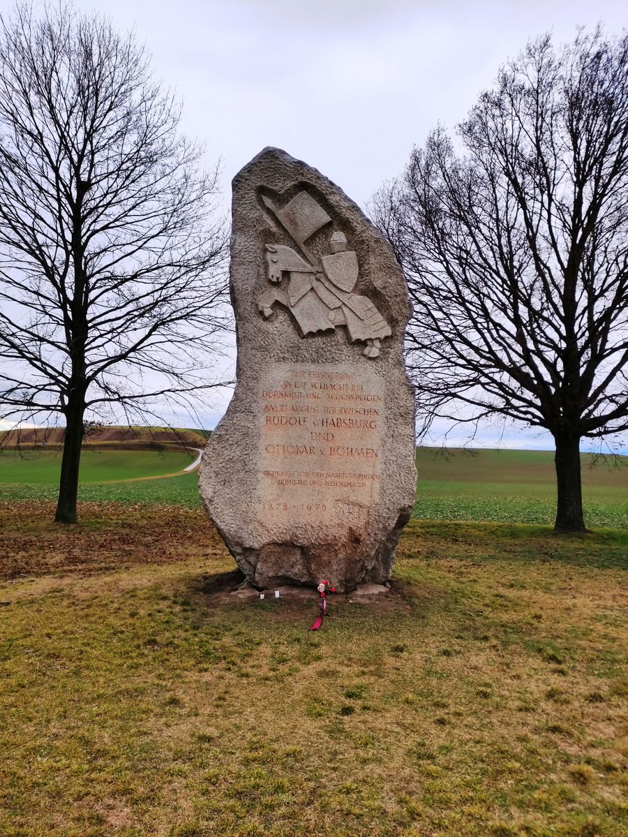 Memorial stone for the battle on the Marchfeld near Dürnkrut