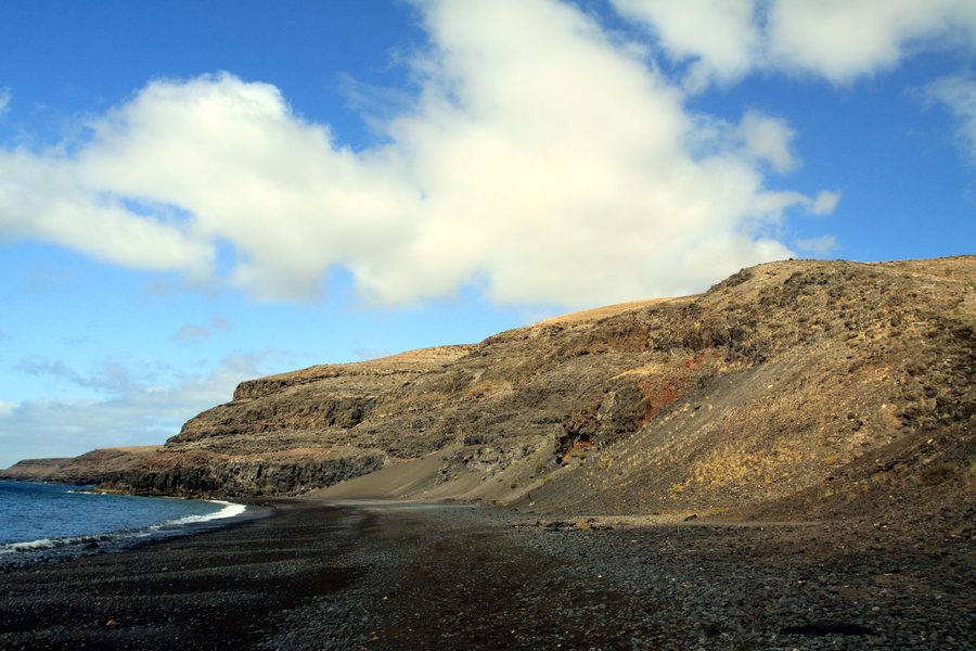 Dark coastal stretch near Playa Quemada on Lanzarote