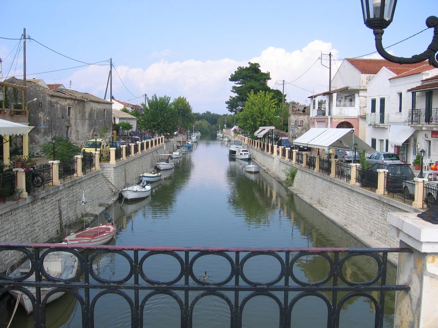 Canal running through Lefkimmi in the south of Corfu