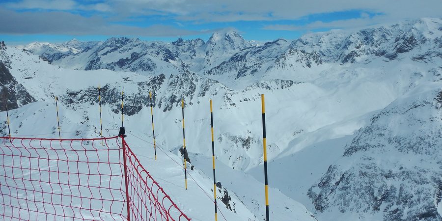 Mountain landscape of the Les Trois Vallées ski area in the French Alps