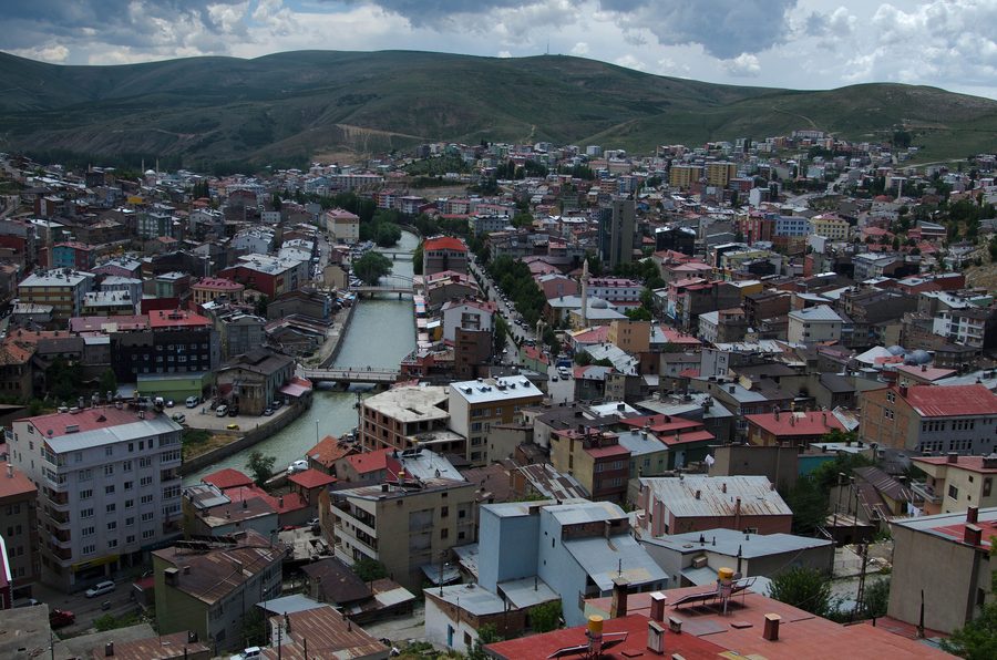 View from Bayburt Castle over the city and the surrounding landscape