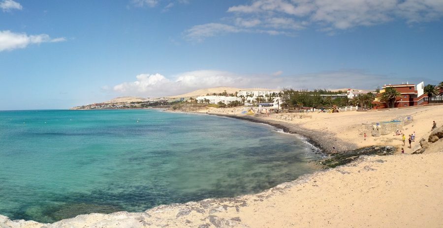 Playa de Costa Calma with sandy beach and coastline on Fuerteventura