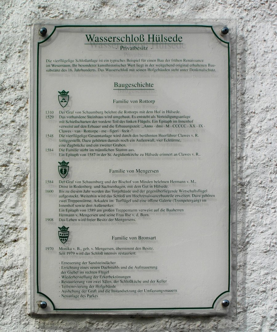 Information sign at Hülsede moated castle