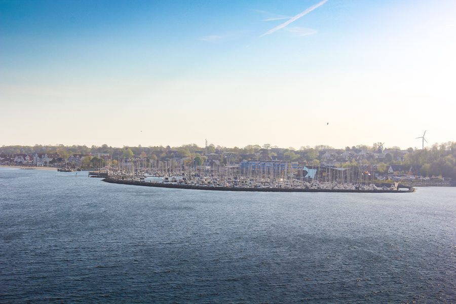 Harbor of Laboe on the Kiel Fjord with boats
