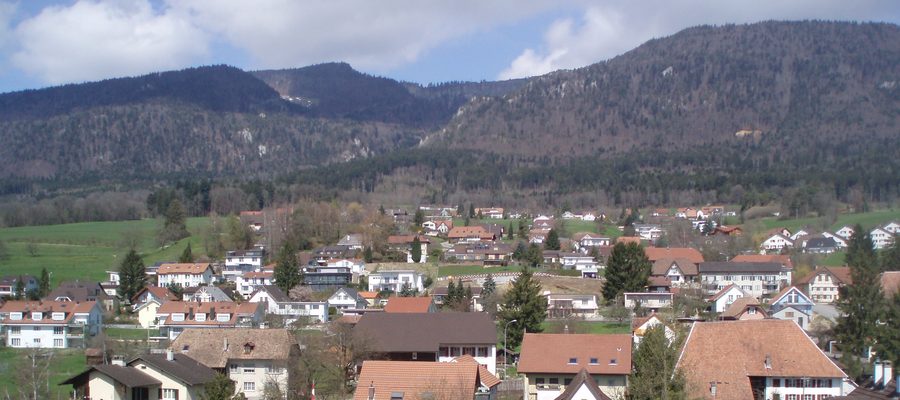 View of the Bettlach mountains in the Swiss Jura