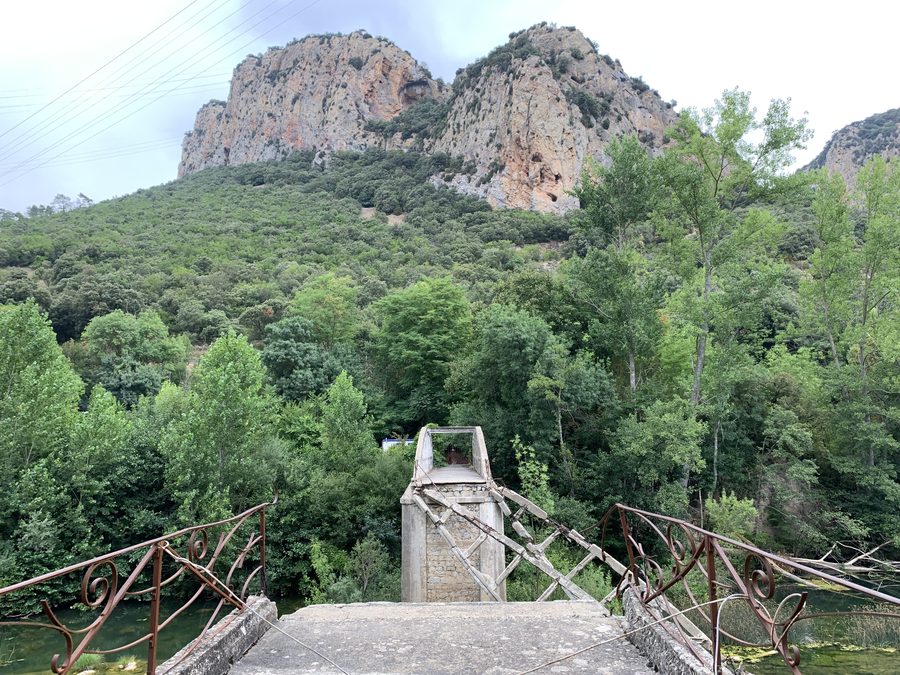Destroyed bridge of the former Balneario de Sobrón over the Ebro river