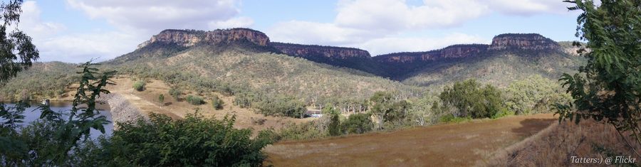 Panorama of the sandstone cliffs at Cania Dam near Cania Gorge