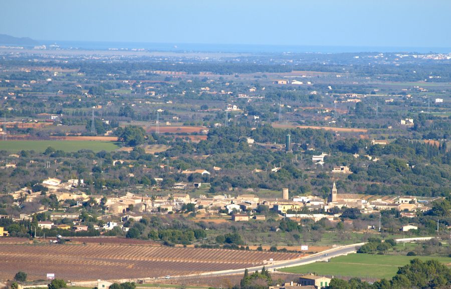 Biniali village seen from Puig de Son Seguí, Santa Eugènia