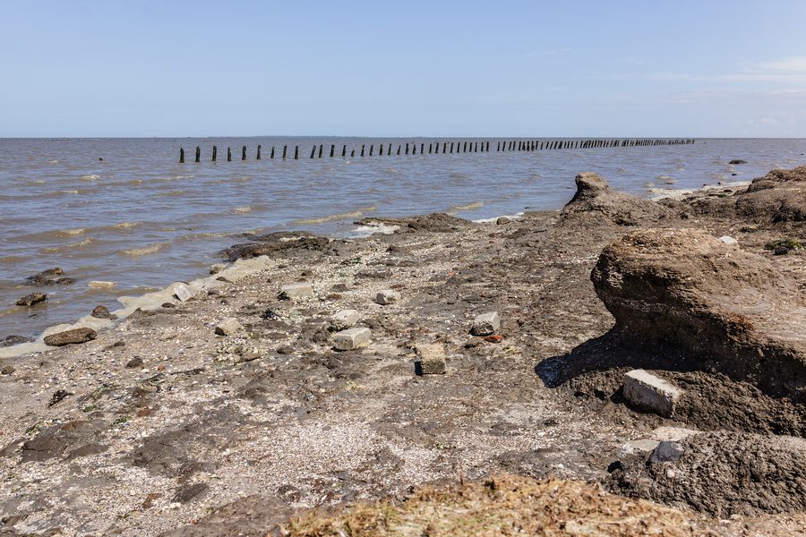 Wierum with the Wadden Sea behind the dike