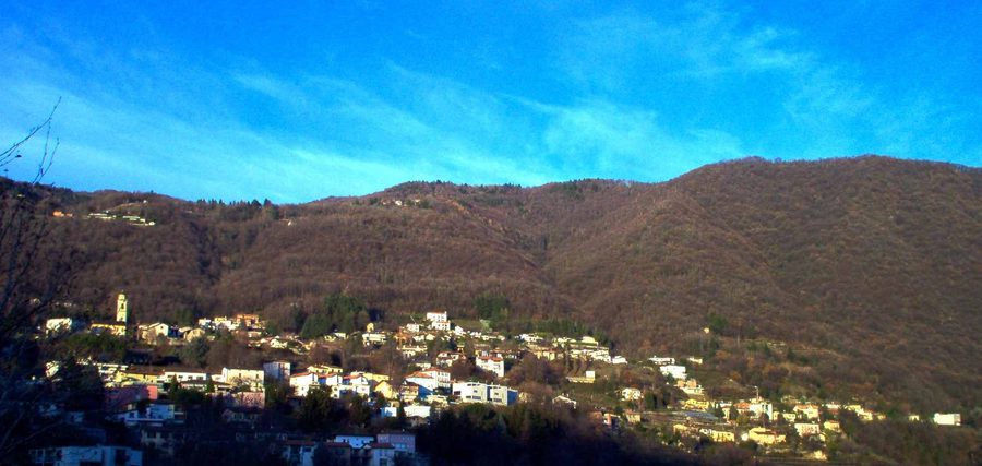Panorama of Vacallo with hills and a built-up landscape