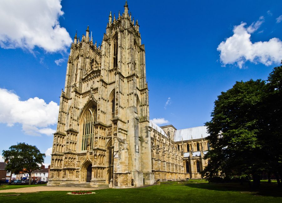Exterior view of the medieval Beverley Minster in Beverley, East Riding of Yorkshire
