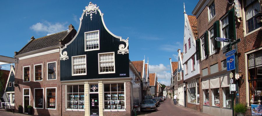 Panorama with historic houses in the center of De Rijp