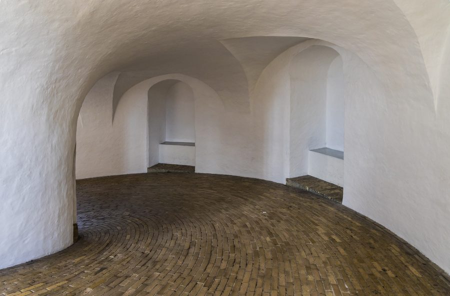 Interior view of the spiral ramp in Rundetaarn in Copenhagen
