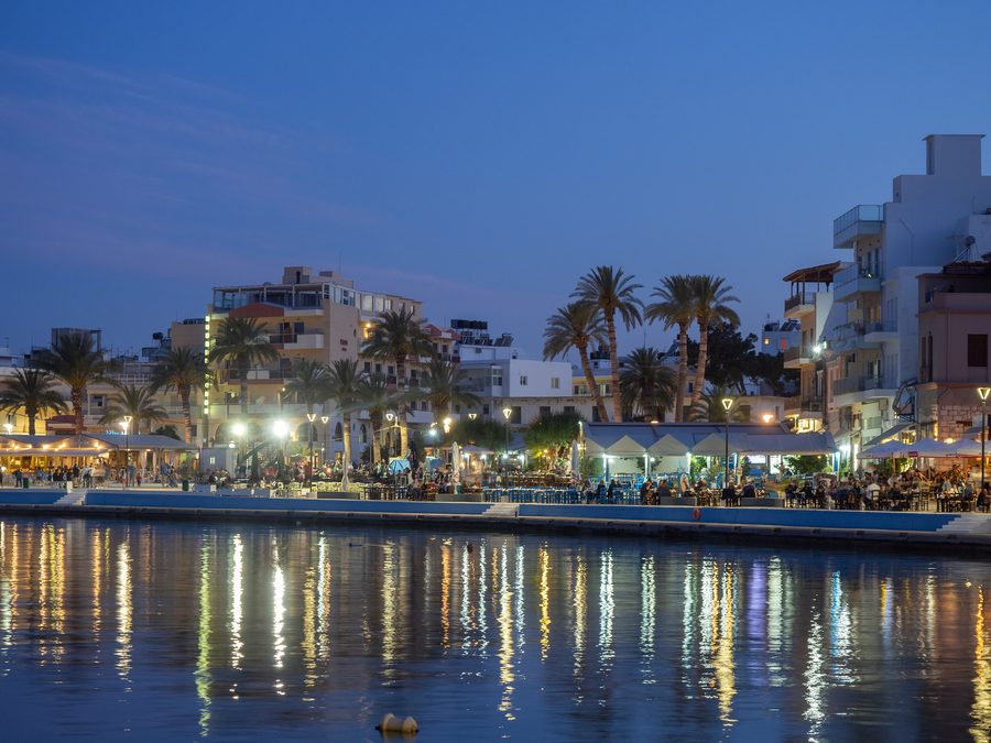 Dusk view of the waterfront of Sitia, Crete