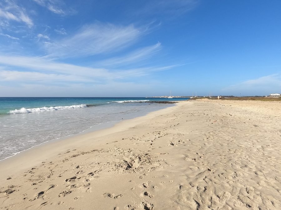 White sandy beach Praia António Sousa in Santa Maria on Sal
