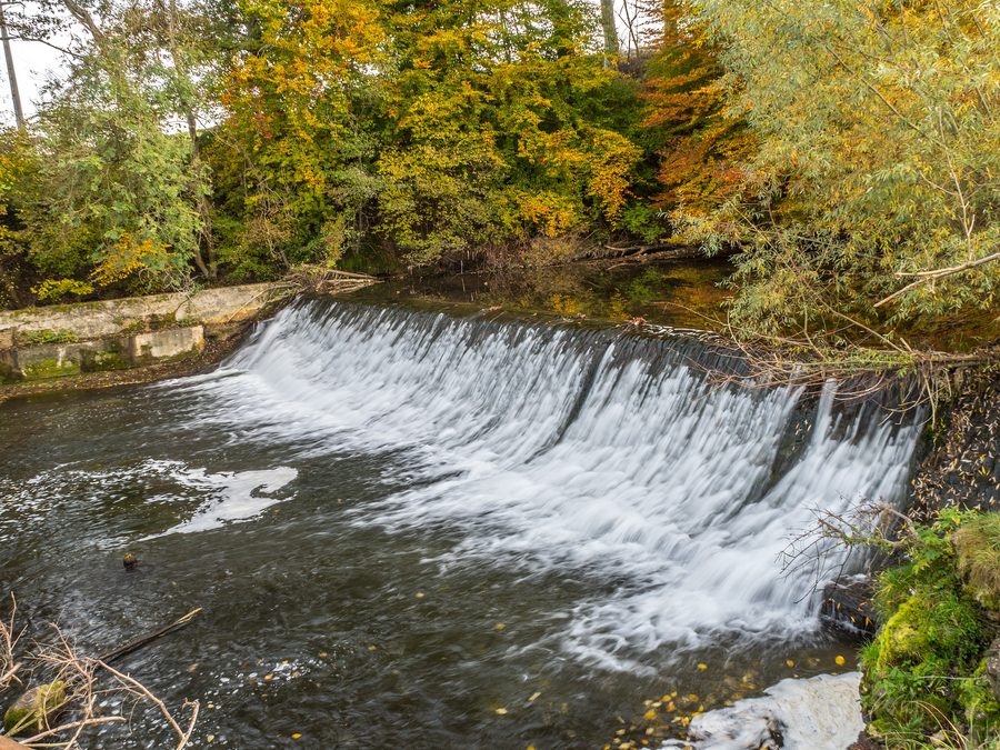 River weir on the Glâne between Matran and Posieux in the canton of Fribourg