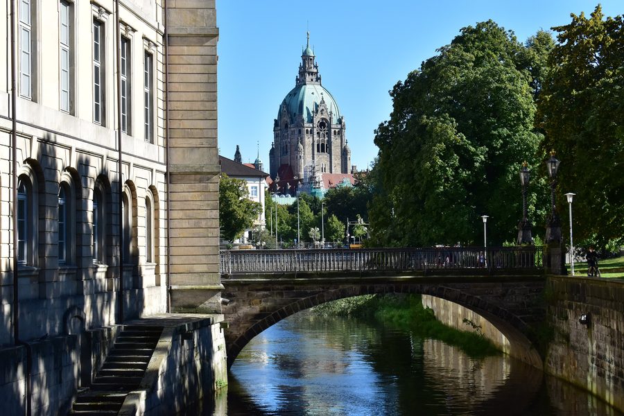 New Town Hall in Hannover, Lower Saxony, seen from Leineschloss