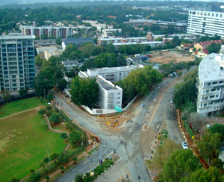 Street intersection in Sandton, Johannesburg