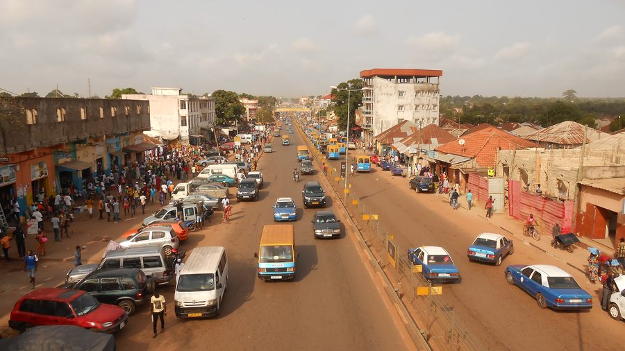 Street in Bissau with urban everyday life