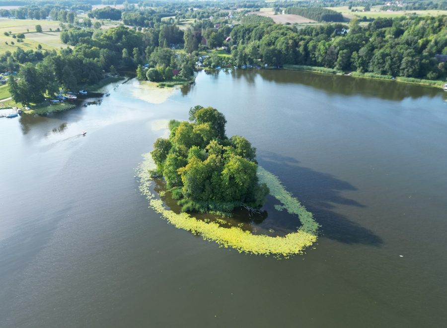 Island at the northern end of Ruda Woda Lake near the entrance to the Elbląg Canal