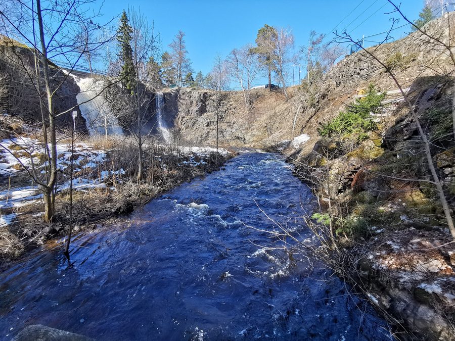 Stalpet waterfall surrounded by woodland near Aneby, Sweden