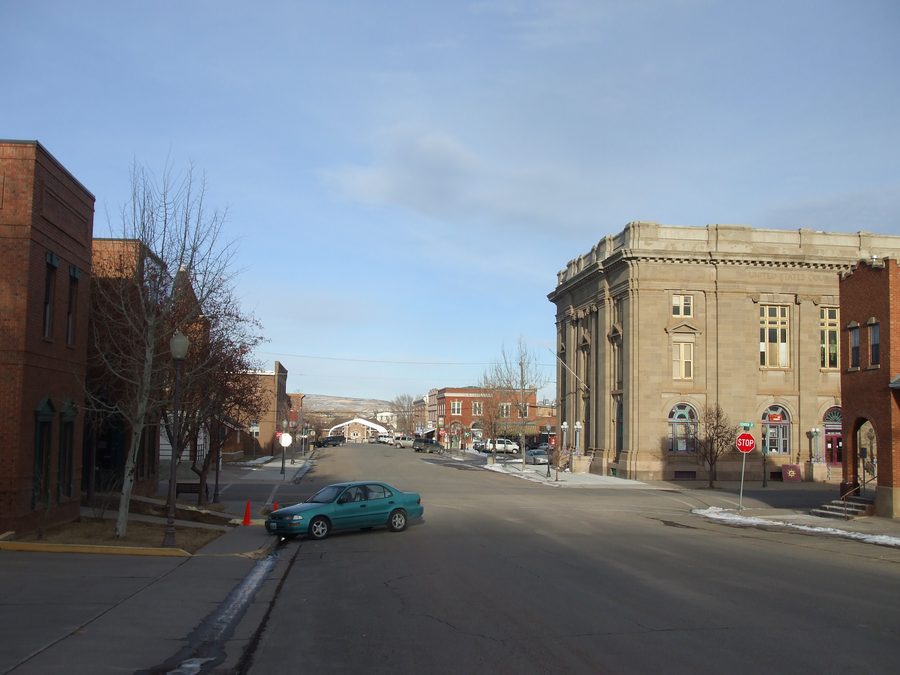 Historic downtown buildings in Evanston, Wyoming