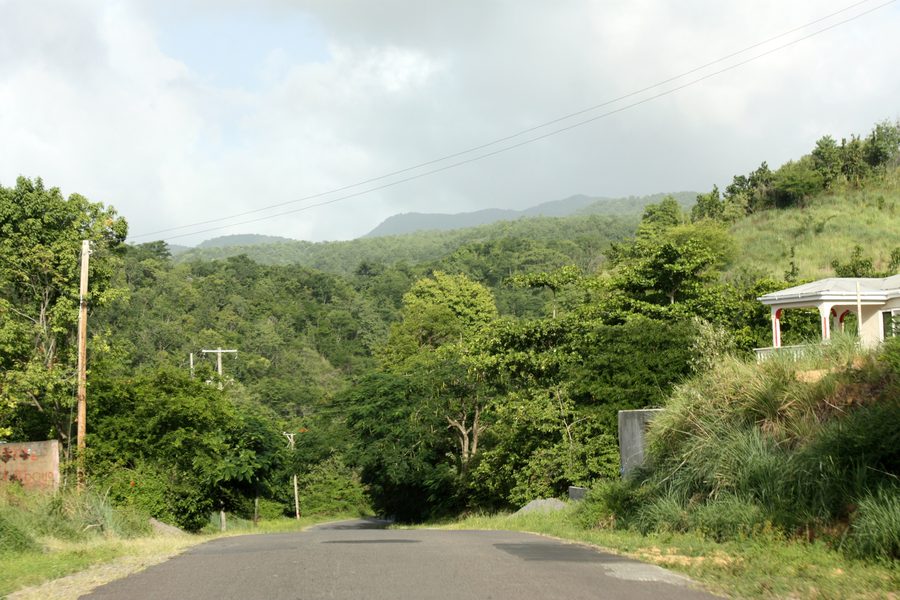 Main west coast road south of Picard in Saint John Parish, Dominica