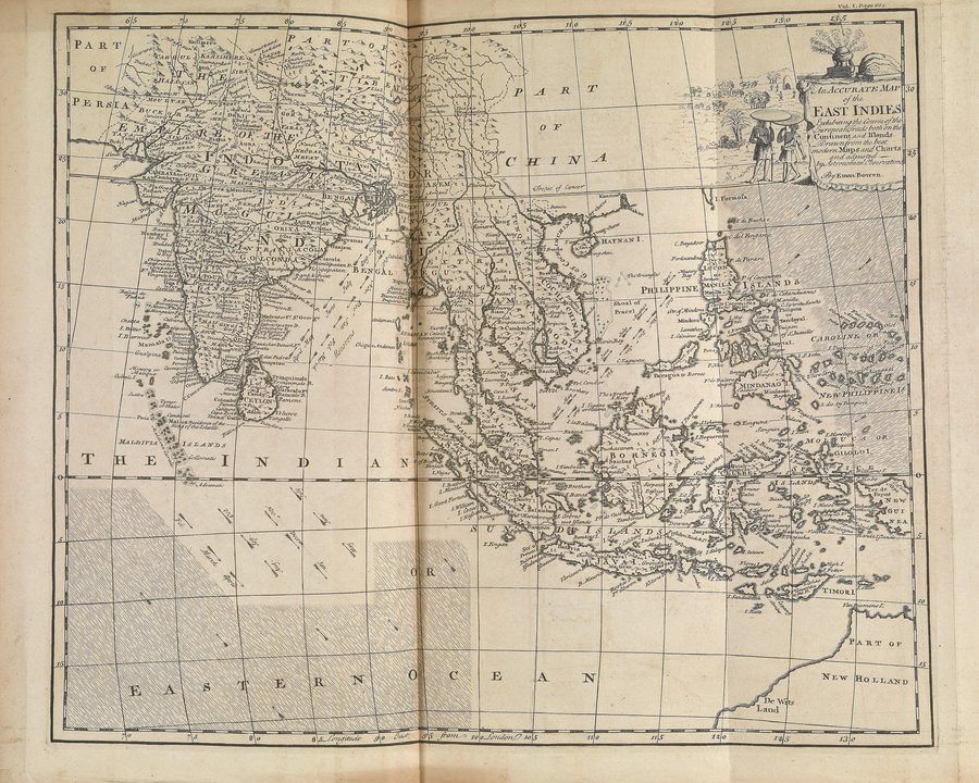 Historical map of South Asia from 1744.