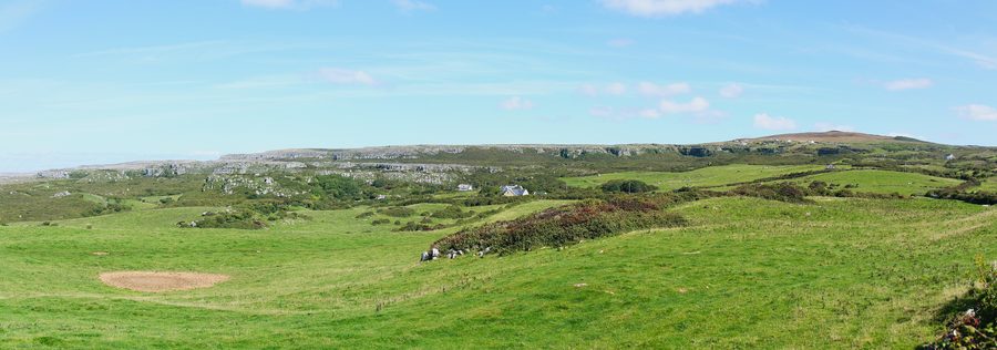 Wide limestone landscape in the Burren, County Clare