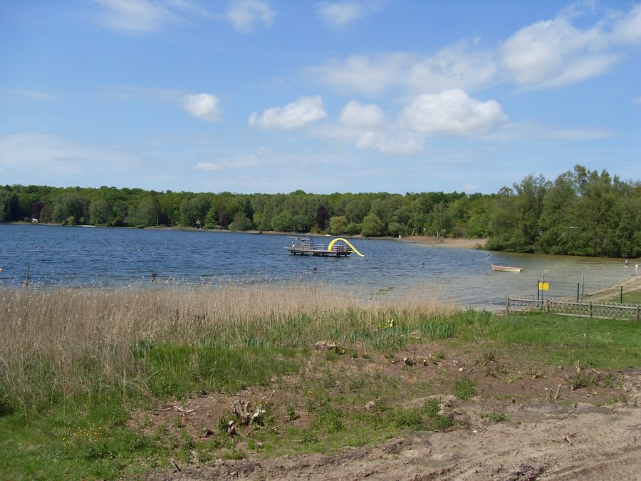 Bathing area at Ihlsee in the Ihlsee and Ihlwald nature reserve near Segeberg