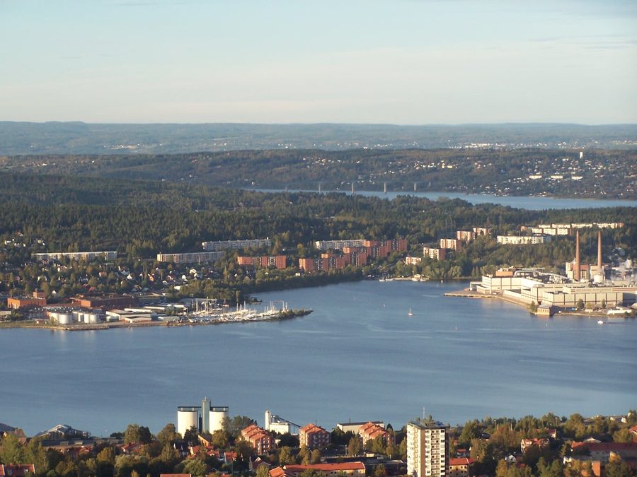 View of the bridge to the island of Alnö over the coastal landscape near Sundsvall