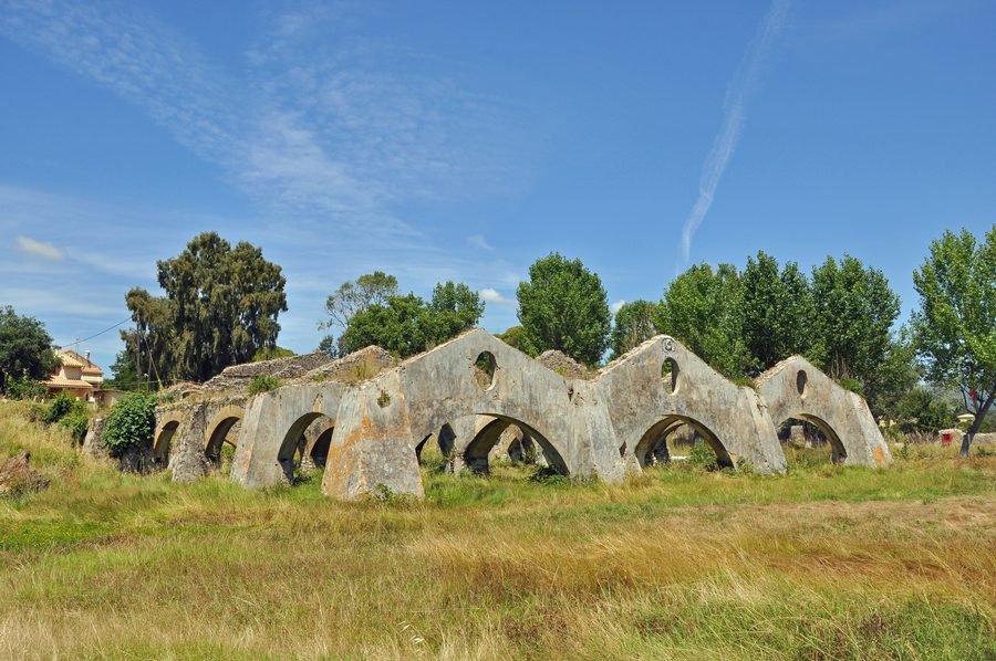 Ruins of the former Venetian shipyard in Gouvia on Corfu
