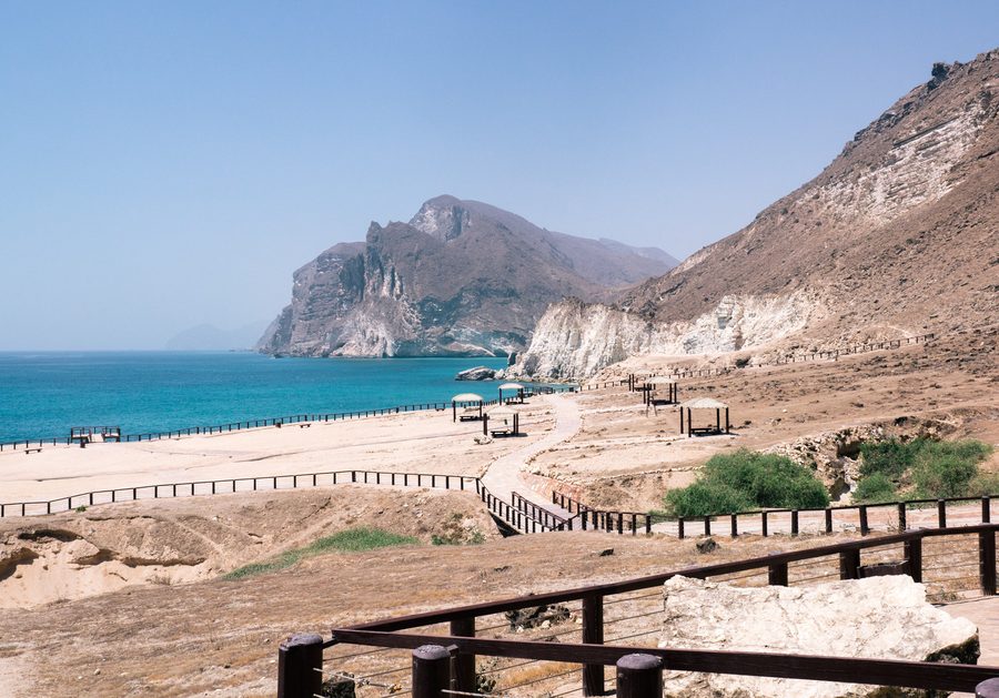 Coastal landscape near Mughsayl on the Dhofar coast close to Salalah