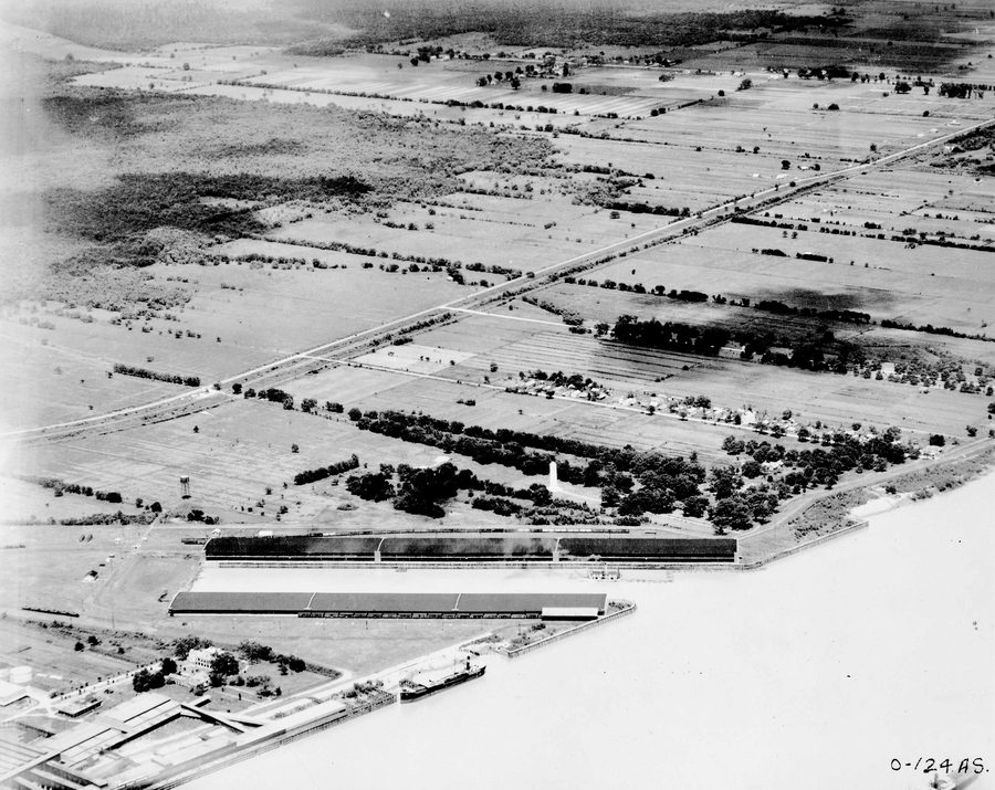 1922 aerial view of Chalmette Battlefield and surrounding St. Bernard Parish, Louisiana