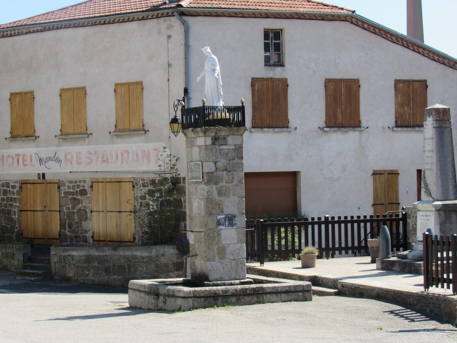Fountain of the Virgin on the village square of Pailharès, in the Ardèche