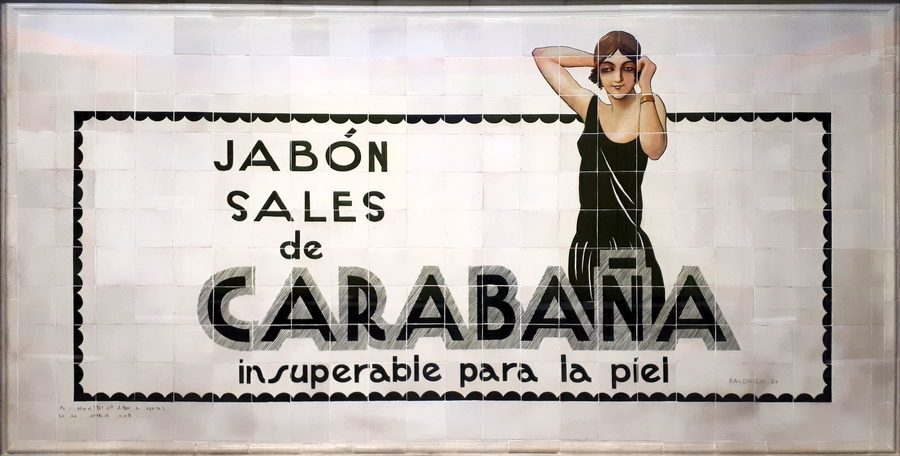 File:Jabón Sales de Carabaña (Baldrich 1924) cartel publicitario de cerámica en la estación de metro Sevilla (Madrid).png