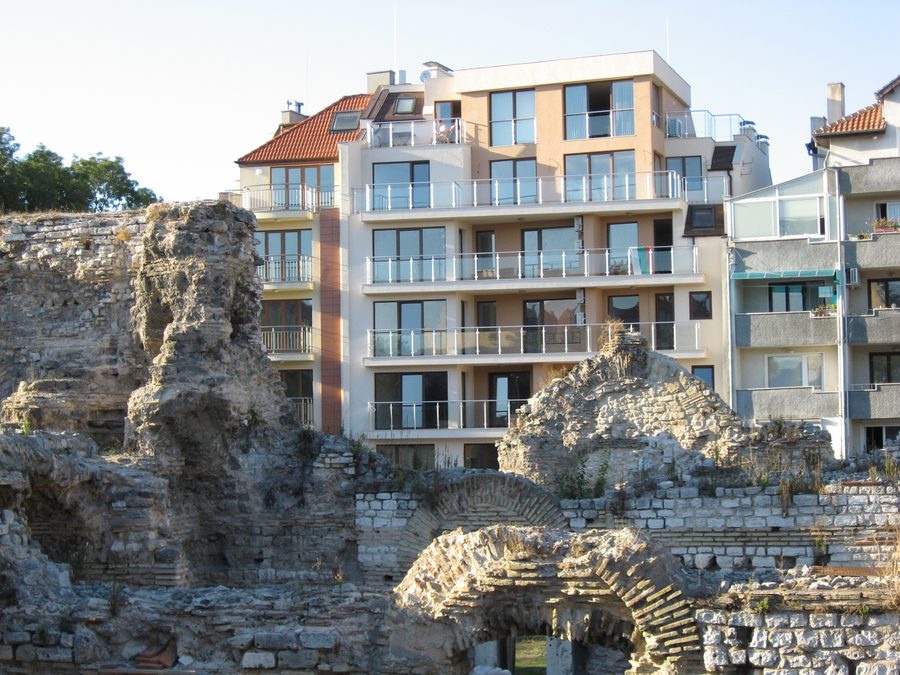 Roman baths of Varna with preserved ancient wall remains