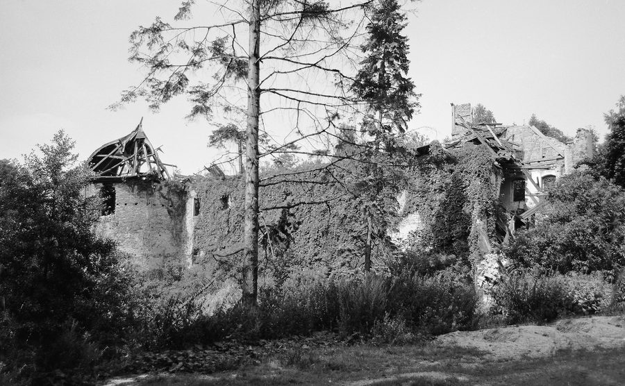 Historic Mechelgrün castle ruin, originally a medieval water castle