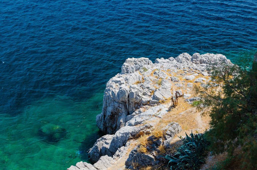 Cliff at Bodrum Castle on the coast of Bodrum