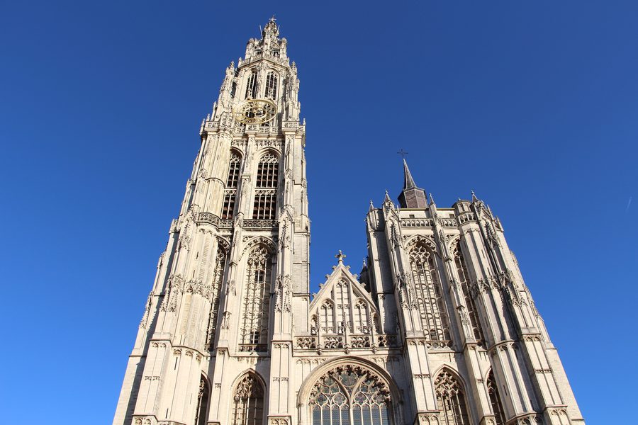 The Gothic exterior of the Cathedral of Our Lady in Antwerp.
